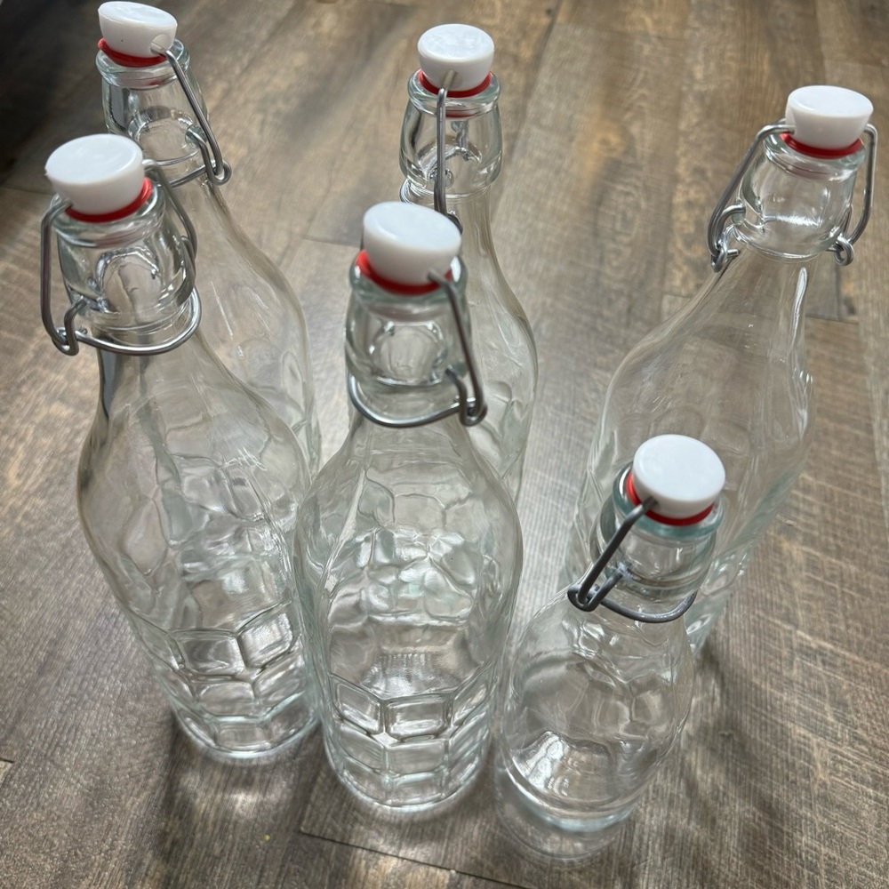 Bormioli Rocco Swing Top Round Glass Bottle lot of 6